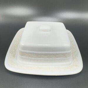 Signature Lourdes Large Square Porcelain Butter Dish Container Cheese Dish VTG